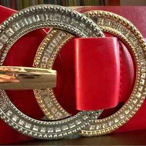 International Concepts Double-Ring Rhinstone Belt - Size M/L